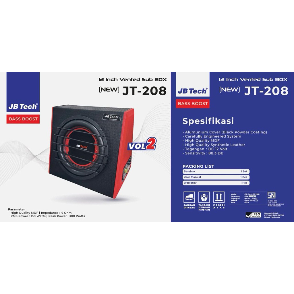 Subwoofer Aktif Mobil 12 Jbtech JT-208