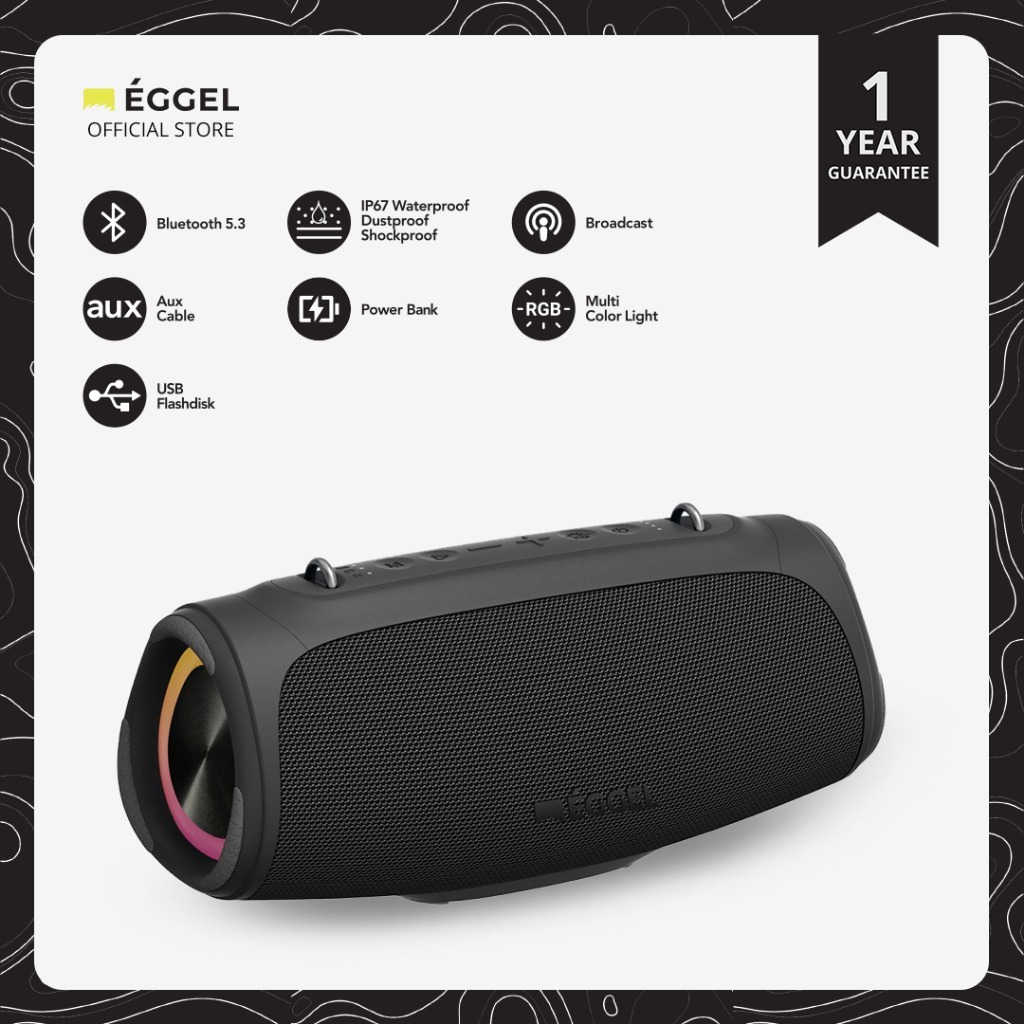Eggel Terra 3 Max Waterproof Bluetooth Speaker with RGB Lights