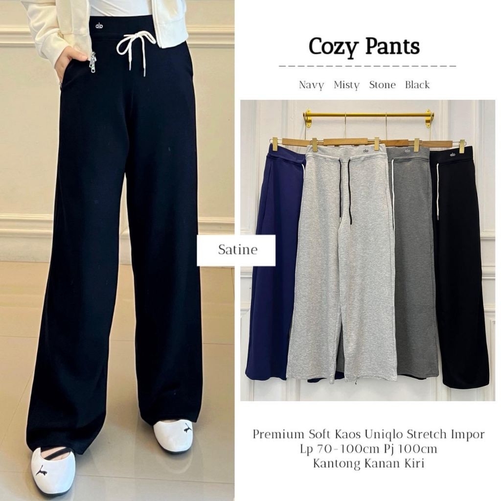 Celana kulot panjang wanita cozy pants kaos lentur
