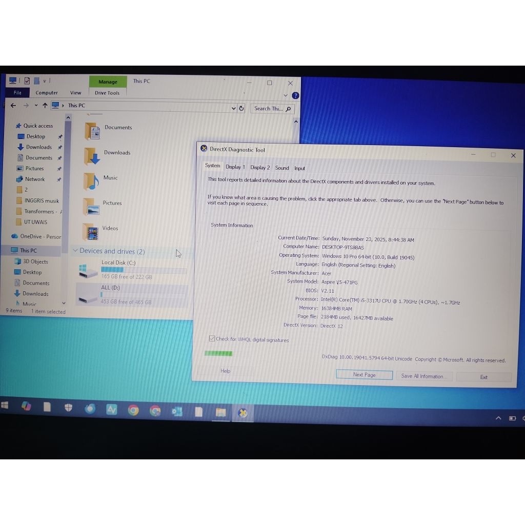 komputer laptop Acer layar sentuh ram 16GB+penyimpanan 750GB+SSD ekternal