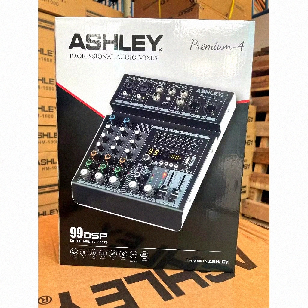Mixer ASHLEY PREMIUM 4 / Mixer 4 Channel Effect 99 DSP + USB Bluetooth