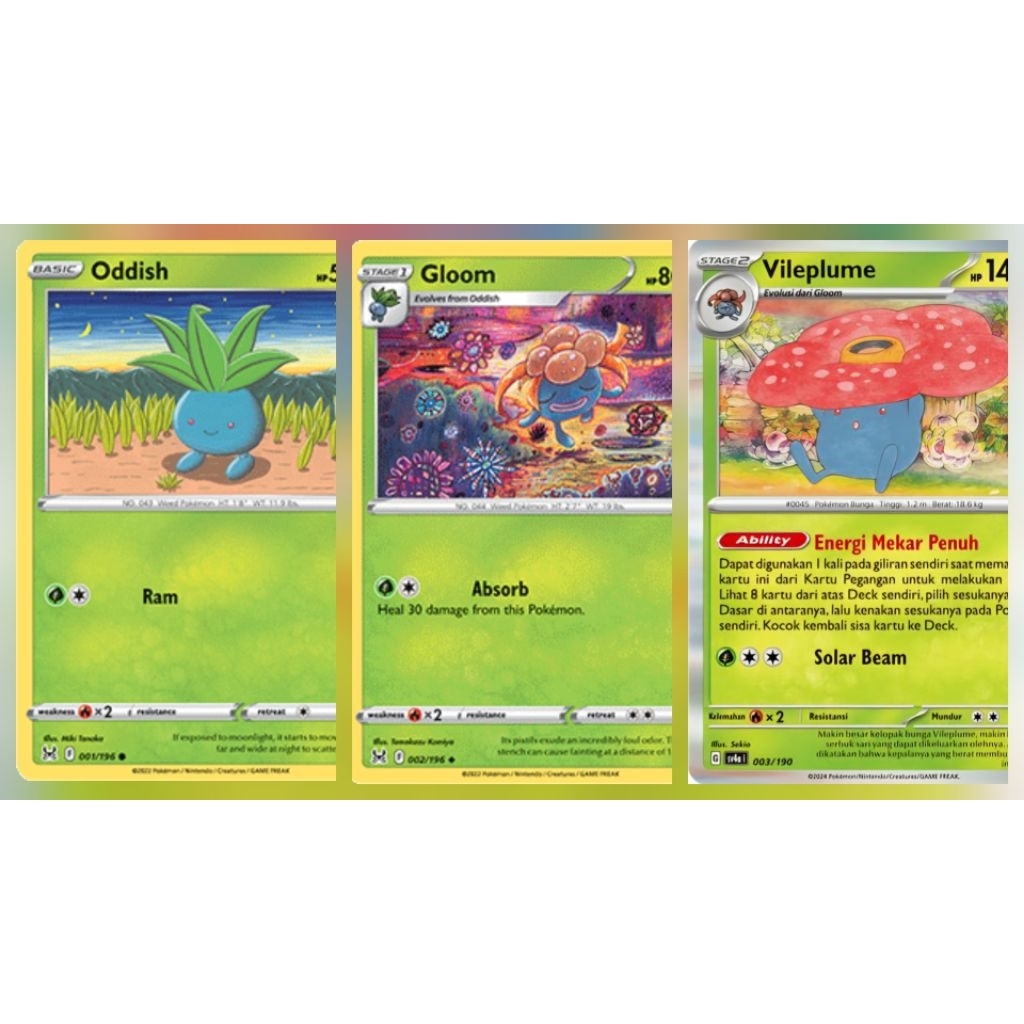 Tcg Pokemon oddish, gloom, vileplume Evoline Common