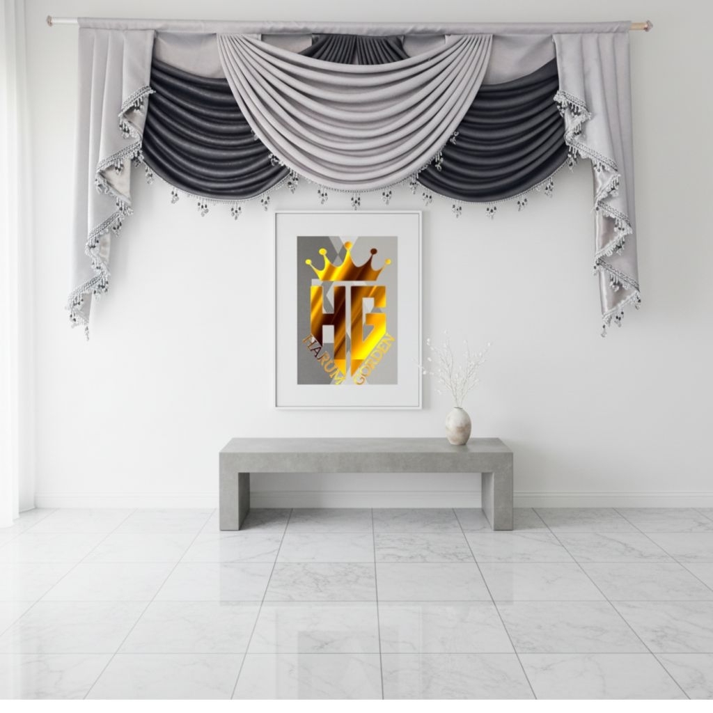 Poni Gorden Gelombang Blackout Import Elegan – Hiasan Atas Tirai Ruang Tamu / Sekat Ruangan