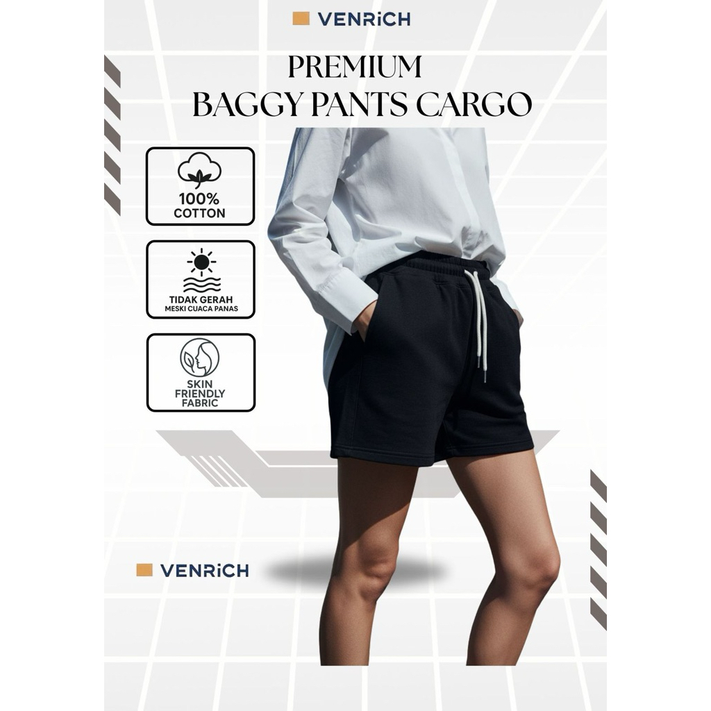 VENRICH Essential Short Pants (Isi 6) – Celana Pendek Pria Streetwear Premium Warna Natural Minimali