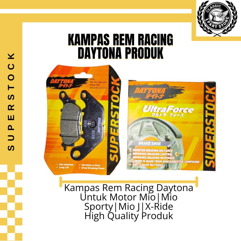Kampas Rem Satu Set Daytona Untuk Motor Mio Mio Sporty Mio Smile Mio J X-Ride