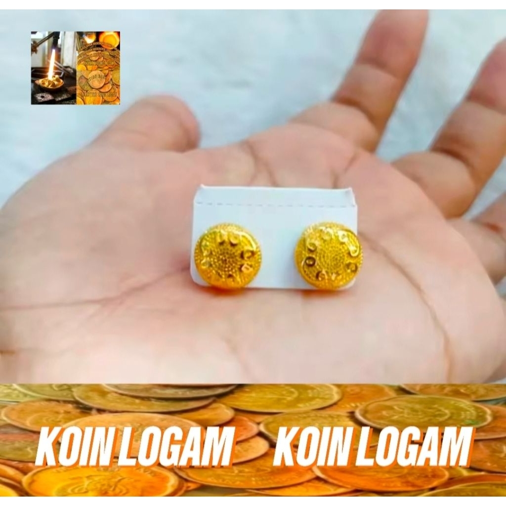 Anting Giwang Wanita Koin 91 Ori Anti Karat Perhiasan Lapis Emas 24k Elegan Mewah Terbaru