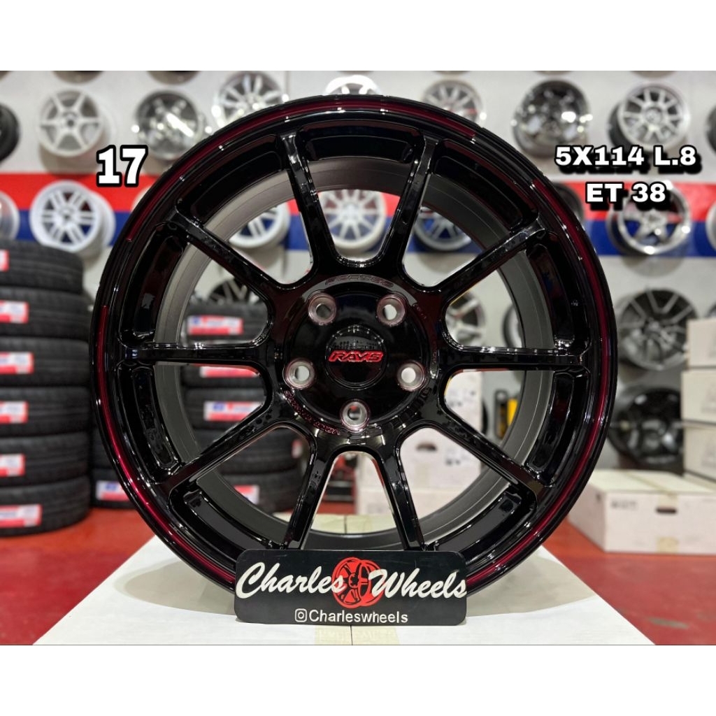 VELG ZE 40 RING 17 HITAM LIS MERAH