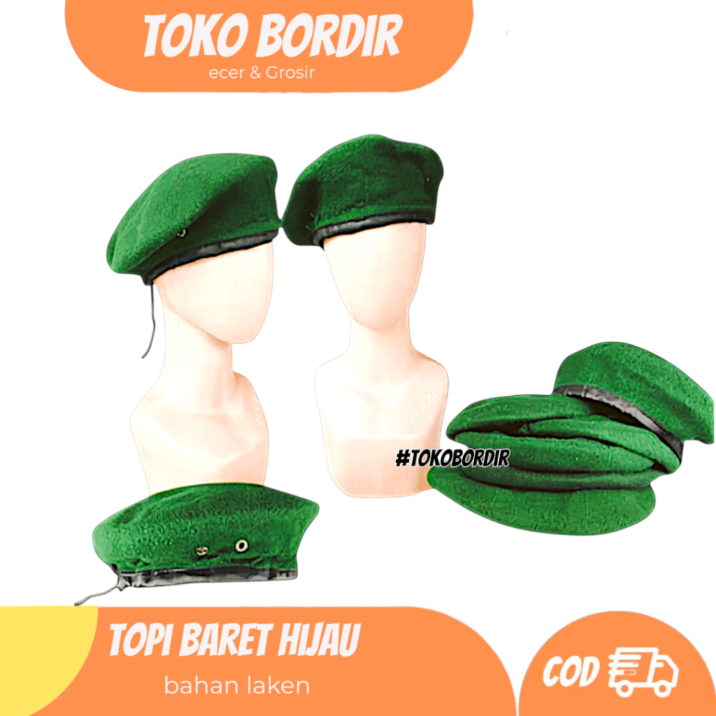 Baret hijau / topi baret hijau laken