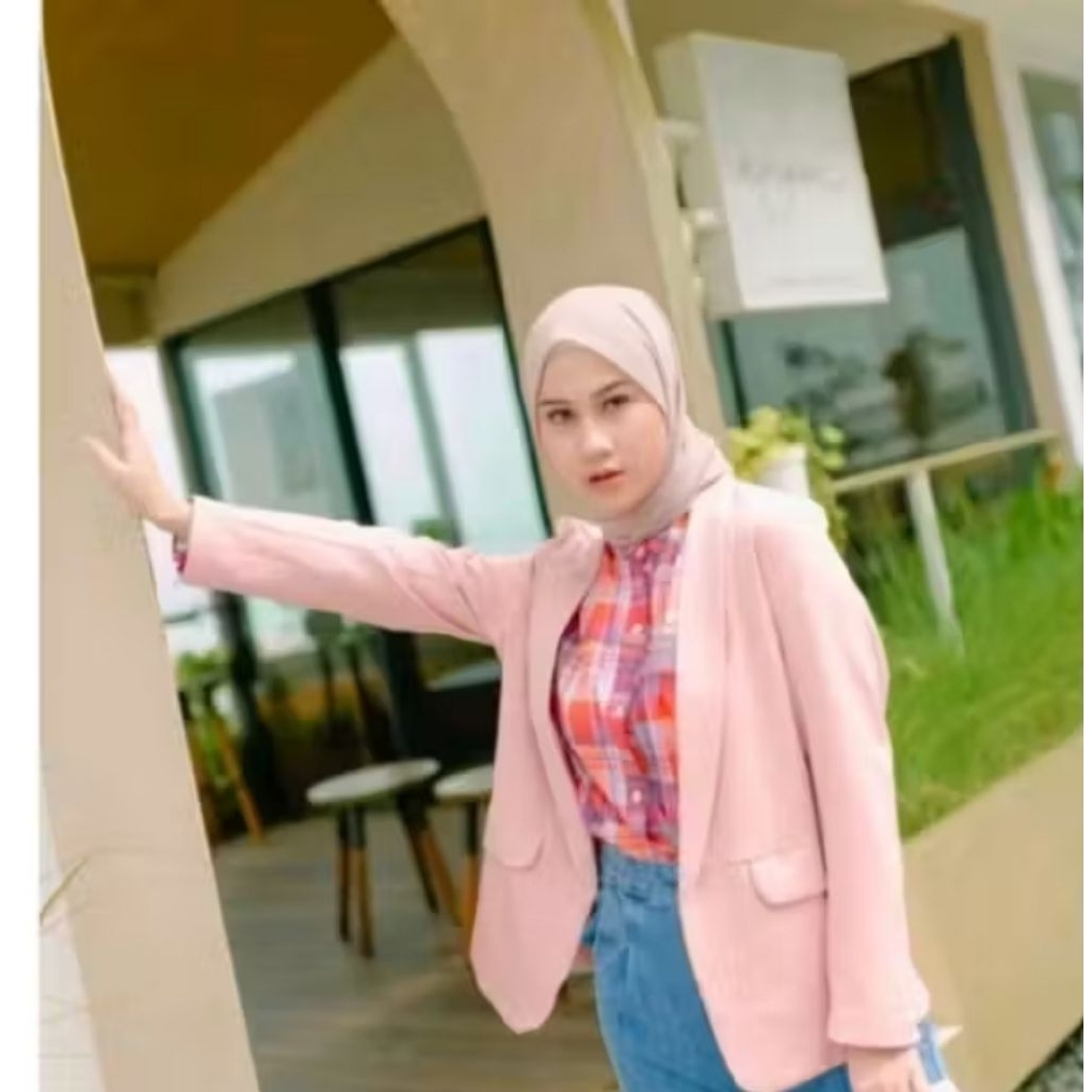 LONG BLAZER WANITA SCUBA PANJANG / BLAZER KERAH TANPA KANCING SCUBA PREMIUM