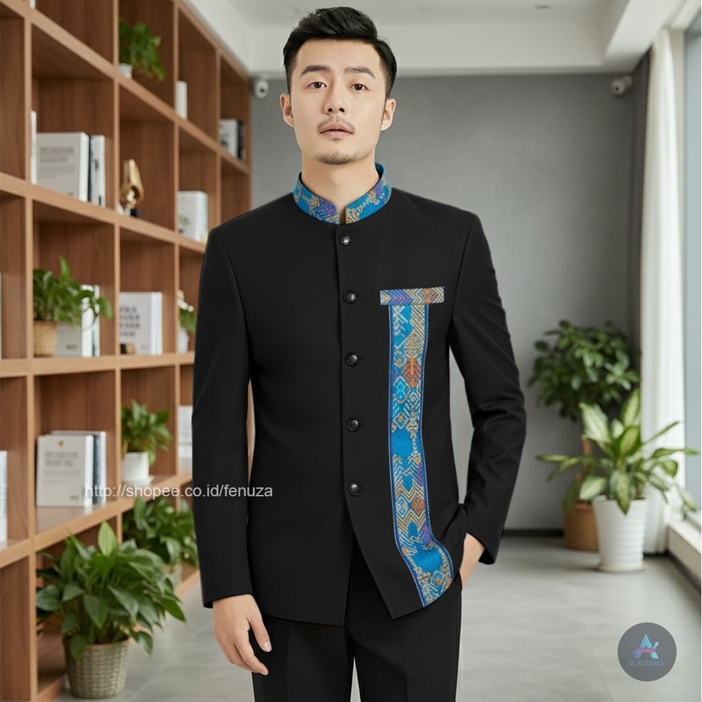 koko kombinasi batik mewah. elegan model terbaru