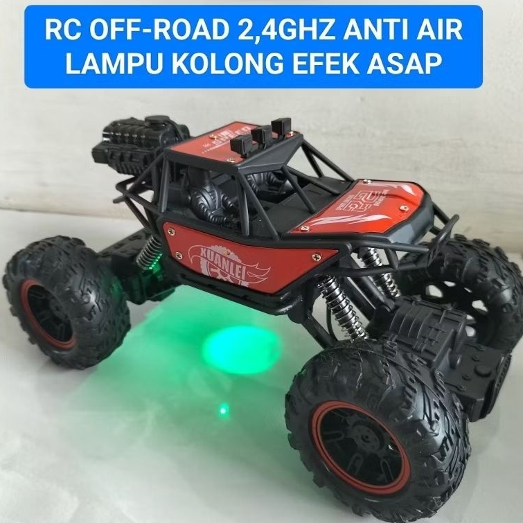 MOBIL REMOTE CONTROL OFF-ROAD RC Anti Air Efek Asap Body Aloy Remote 2,4GHz Baterai 3,7V 14500 Isi U