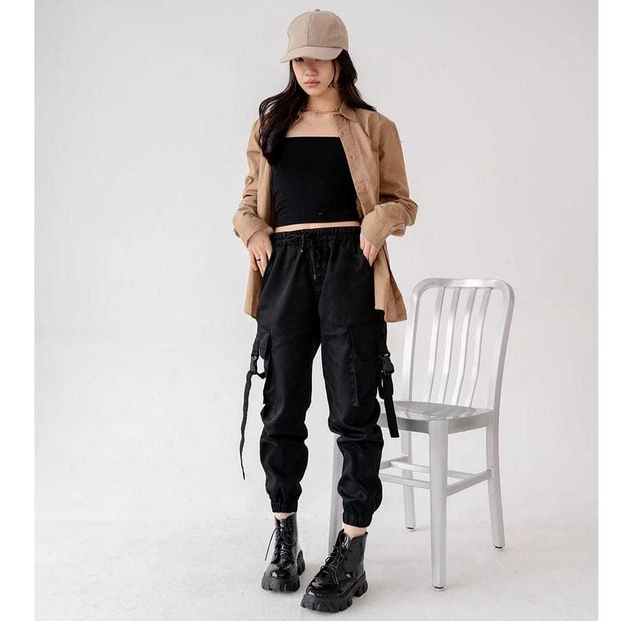 Celana Cargo Joger Tactical Wanita Panjang /Joger Cargo Pants Cewek Kekinian / XXXL Super Jumbo Muat
