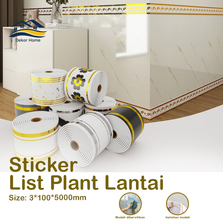List Wallpaper Dinding Plint Lantai Tempel 10cm x 500cm PVC Stiker Foam Skirting Bawah
