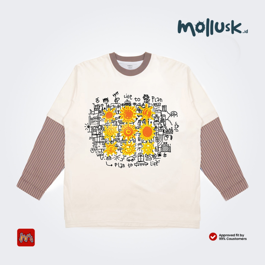 Double Layer Long Sleeve T-Shirt Sunshine Mollusk | Cream-Chocolate