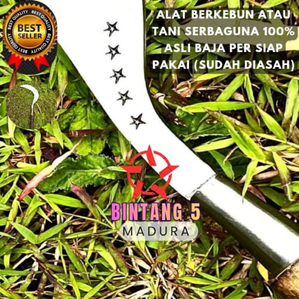 Arit rumput cap Bintang Lima original baja pir
