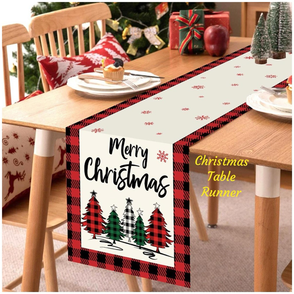 TABLE RUNNER LINEN Table Runner Nuansa Natal Christmas table runner taplak meja nuansa Natal Christm
