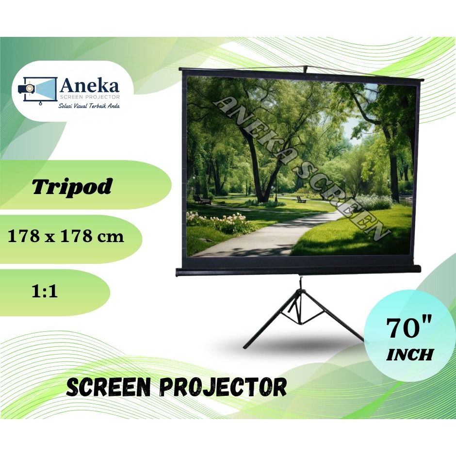 Pixelscreen Screen Projector / Layar Projector Tripod Screen 70 inch