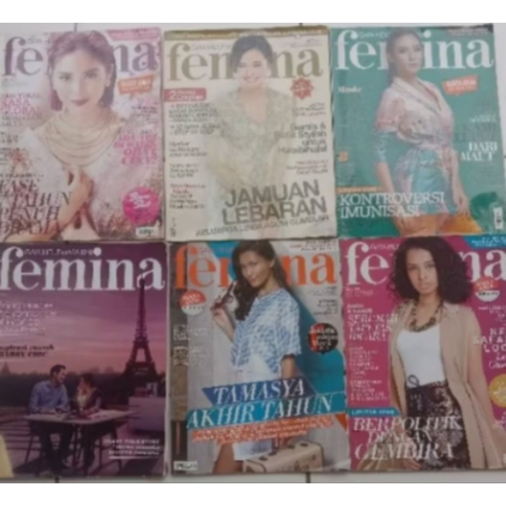 MAJALAH FEMINA BEKAS THN 2010 , 2014 , 2015