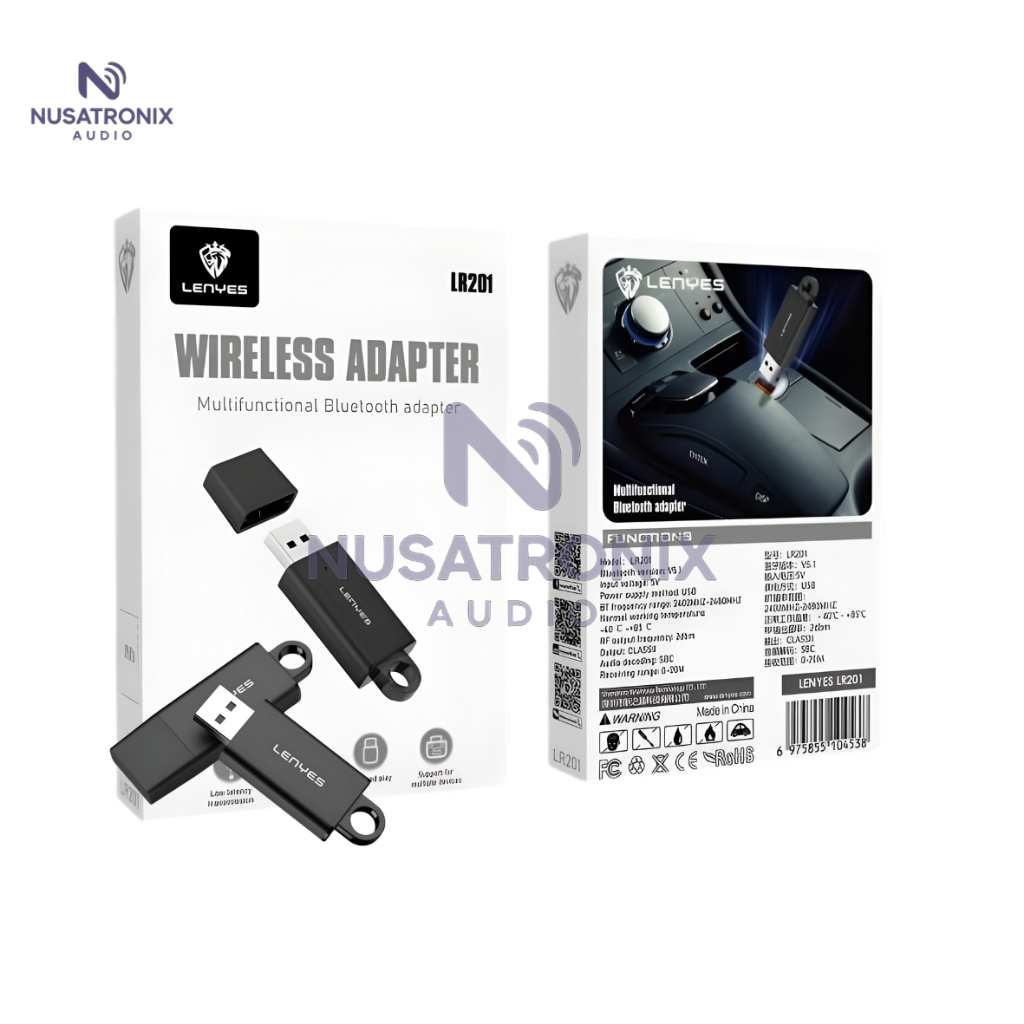 LENYES LR201 BLUETOOTH RECEIVER USB CAR SPEAKER AUDIO DONGLE WIRELESS V5.1