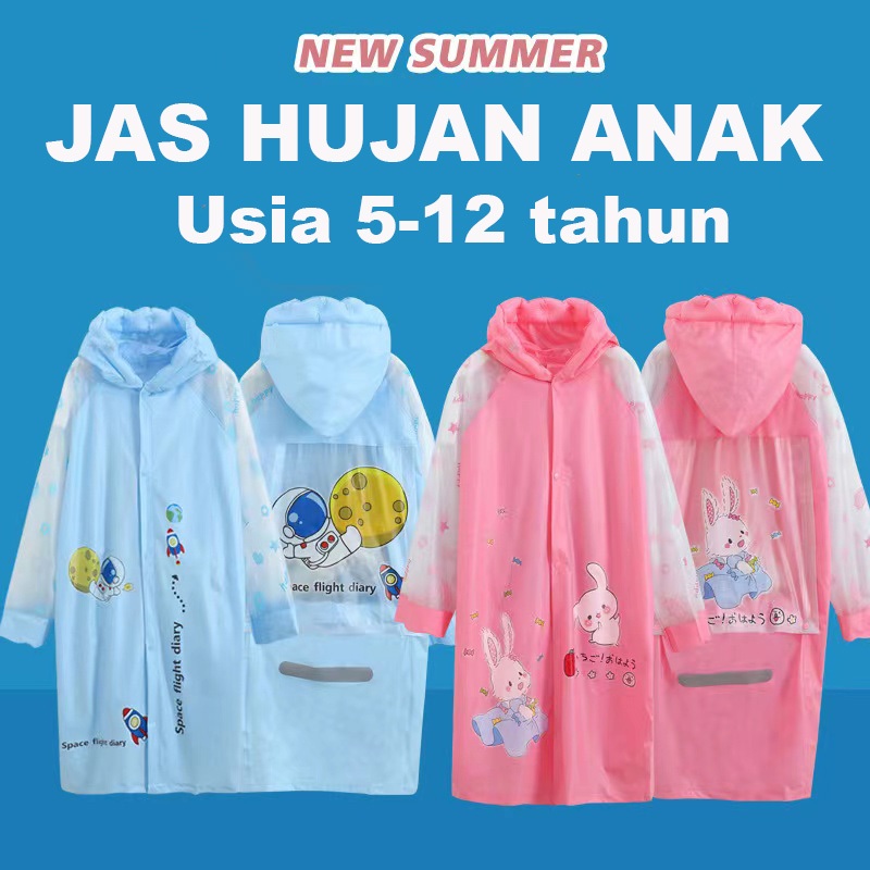 Jas Hujan Anak Usia 5-12 Tahun / Jas Hujan Anak Terusan Karakter Kuromi