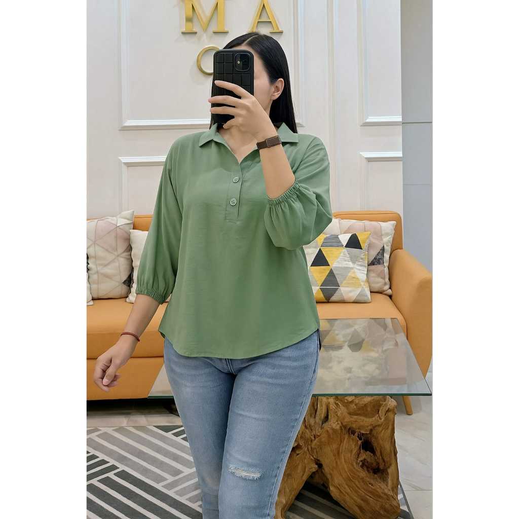 ATASAN CRINKLE PREMIUM WANITA POLOS KEKINIAN MODEL TERBARU