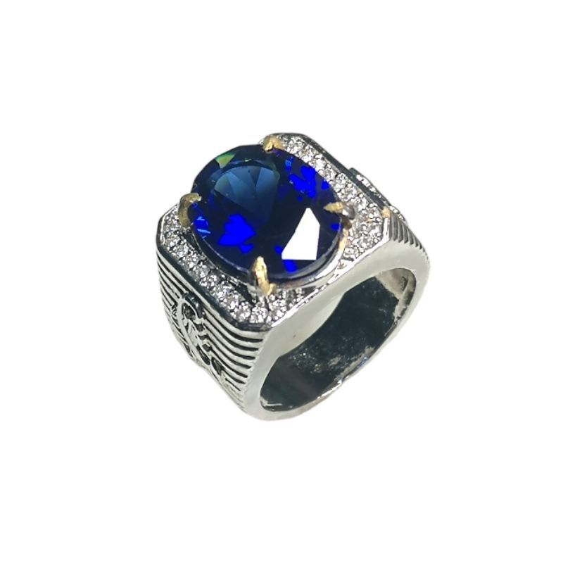 CINCIN BATU PERMATA ZIRCON KING SAPPHIRE OVAL CUTTING | REL6-647