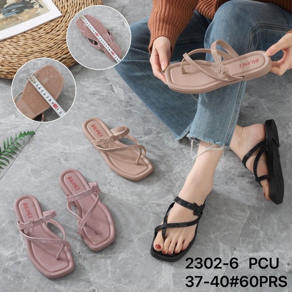 BALANCE 2302/SANDAL TALI SILANG MOTIF KUPU