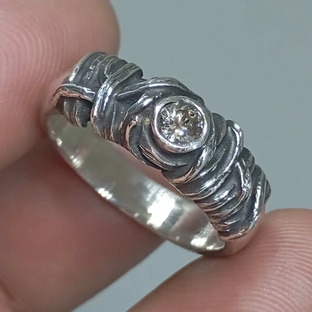 Cincin Vintage Perak Silver 925 Berlian Banjar