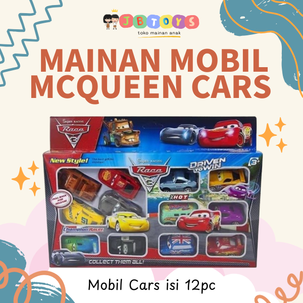 JB TOYS Mainan Anak Mobil Cars Set Super Racing Cars 3 12PCS Pull Back