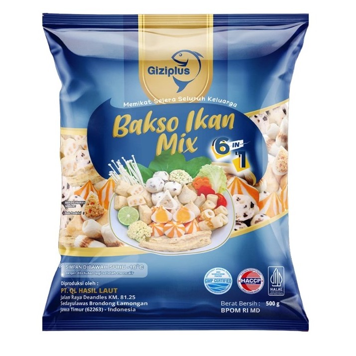 GIZIPLUS Bakso Ikan Mix 500g HALAL - Aneka Olahan Ikan Frozen Food Steamboat Shabu