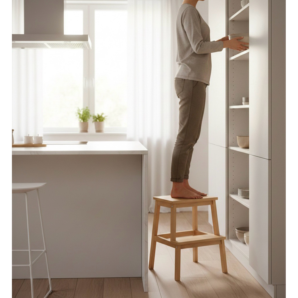 Bangku Kayu Minimalis | Kursi Pendek / Step Stool Dapur | Furniture Bambu