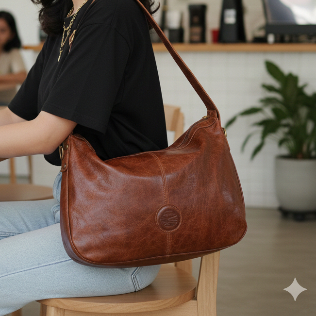 Tas Kulit Wanita ABEKANI HOBO BAG Kode HB001 Tas Hobo Kulit Asli Tas ukuran besar