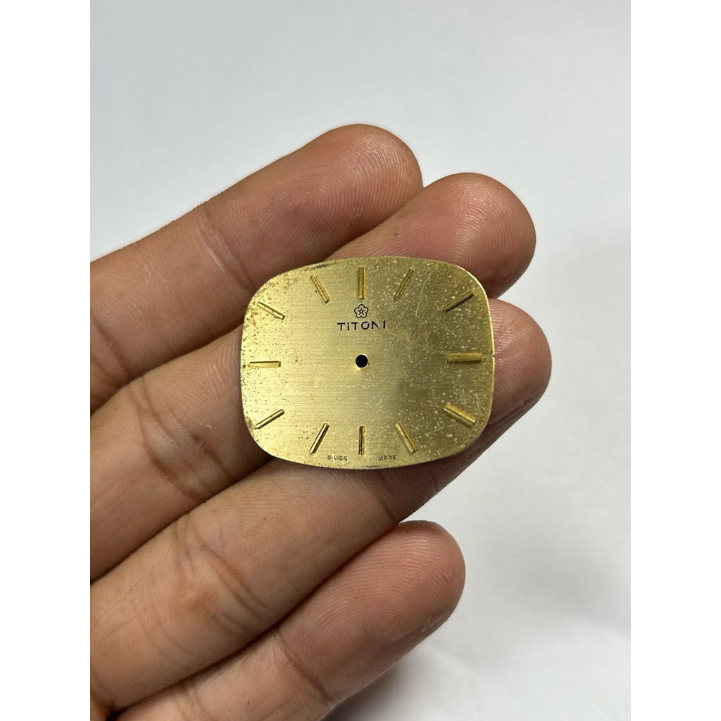 Dial Titoni Original Swiss Made Vintage – Plat Jam Titoni Gold Cushion, Sparepart Jam Jadul