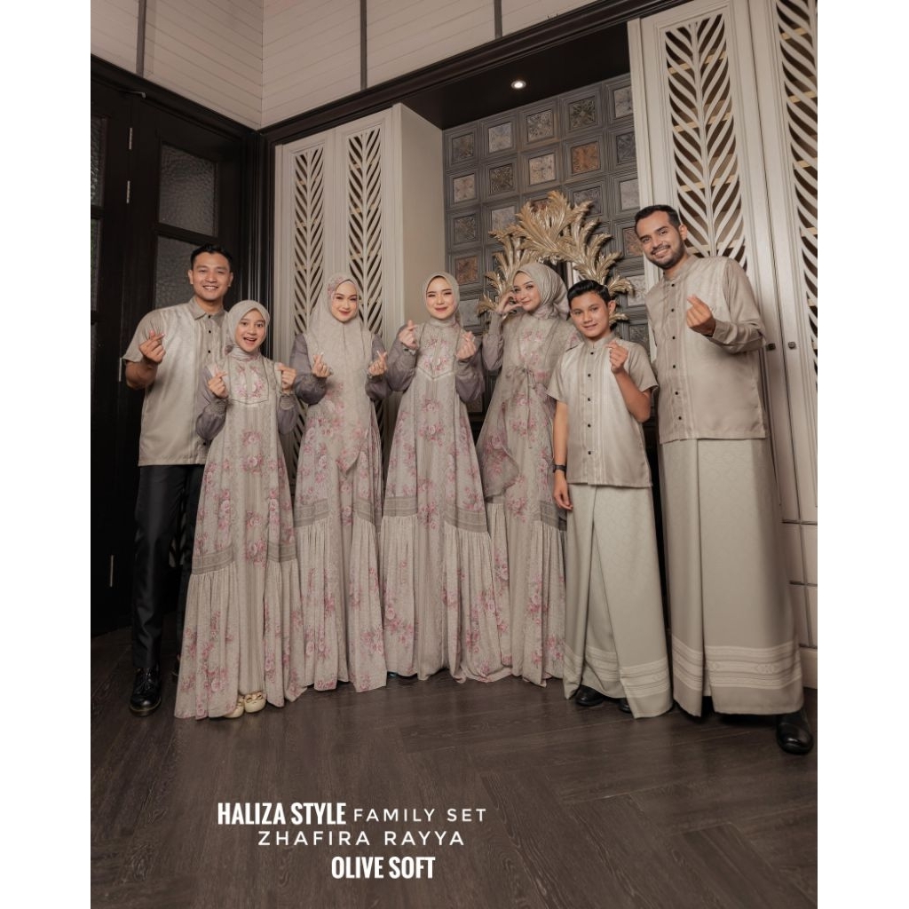 (OPEN PO) ZHAFIRA RAYYA OLIVE | FAMILY SET SARIMBIT 2026 BY HALIZA STYLE / COUPLE SET FAMILY / BAJU 