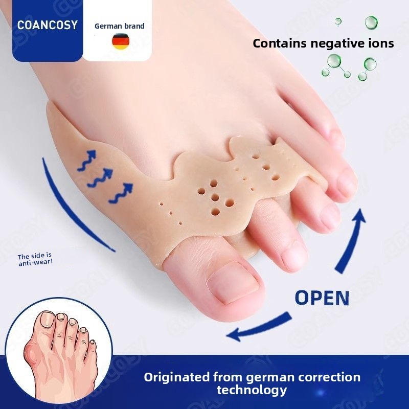 Korektor bunion silikon, pemisah jari kaki, perangkat anti-abrasi untuk pria dan wanita, dapat diken