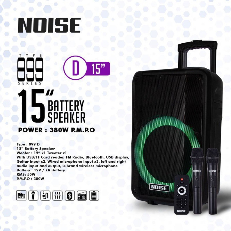 SPEAKER NOISE 899 D 15INCH & NOISE 899 B15INCH  SUDAH  ADA 2 BUAH MICROPHONE WIRELESS ORIGINAL