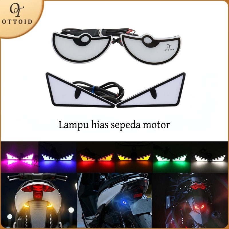 OTTOID Lampu Led Motor Lampu Hias Motor Lampu Depan Berbentuk Segitiga Dengan Desain Mata Setan