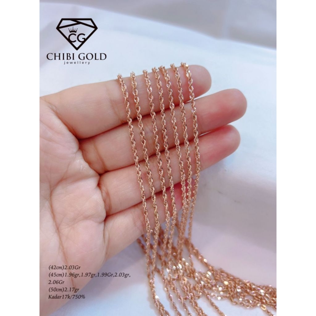 CHIBIGOLD LOKASARI-Kalung tambang tg emas 750 kadar 17k