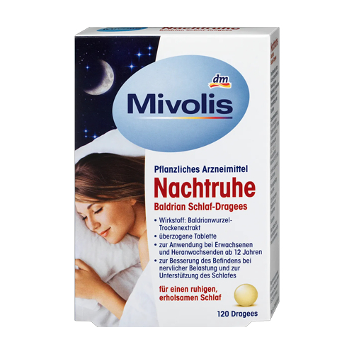DM Mivolis Nachtruhe Baldrian Schlaf-Dragees | Mivolis Tablet Tidur Malam | 100% Vitamin Jerman 120p