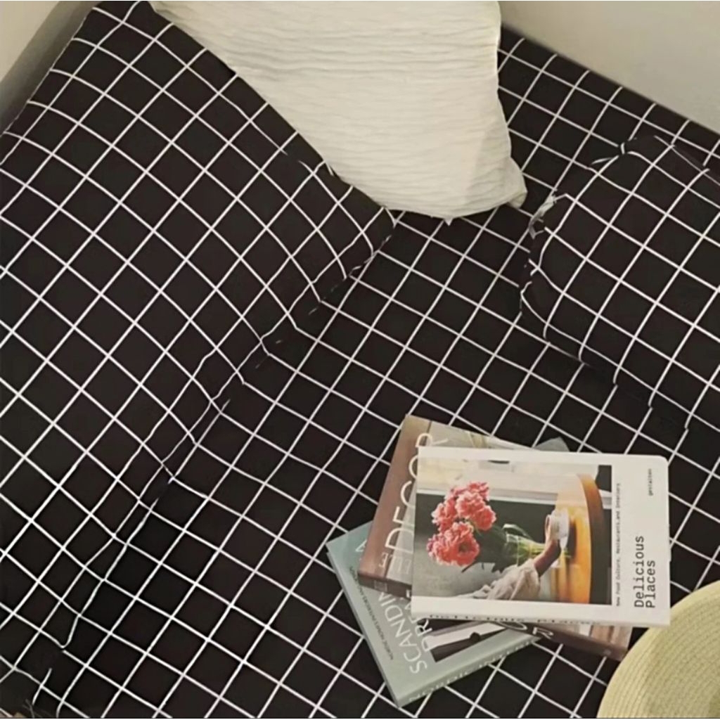 (TERMURAH) SPREI INCLUDE SARUNG BANTAL GULING SPREI MOTIF KOTAK KOTAK SPREI KOTAK HITAM SPREI KOTAK 