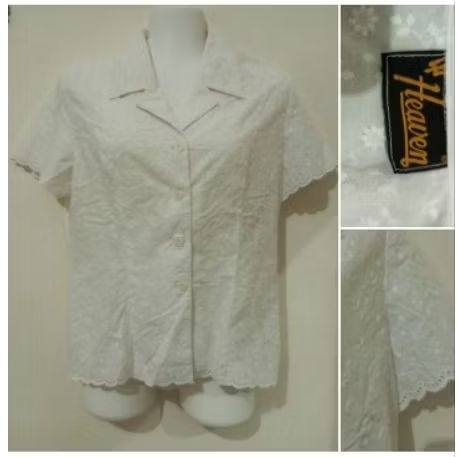 BLUS WANITA WARNA PUTIH KATUN BORDIR