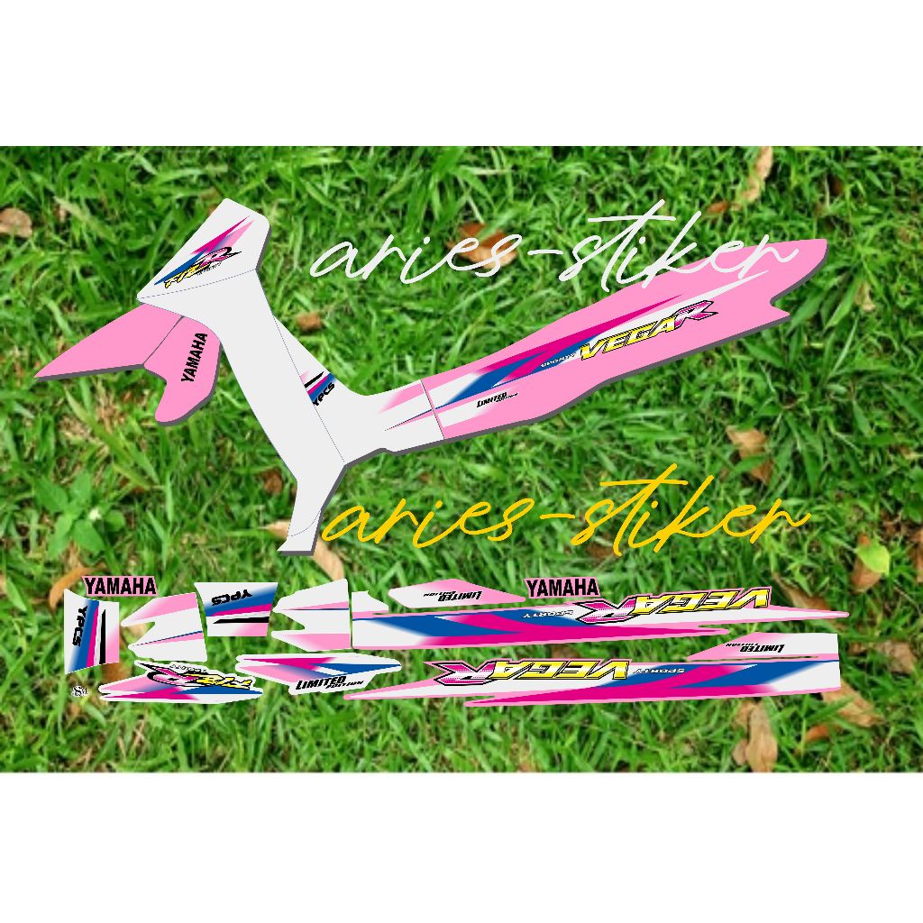 STRIPING STIKER VEGA R LAMA PINK SILVER VARIASI LE