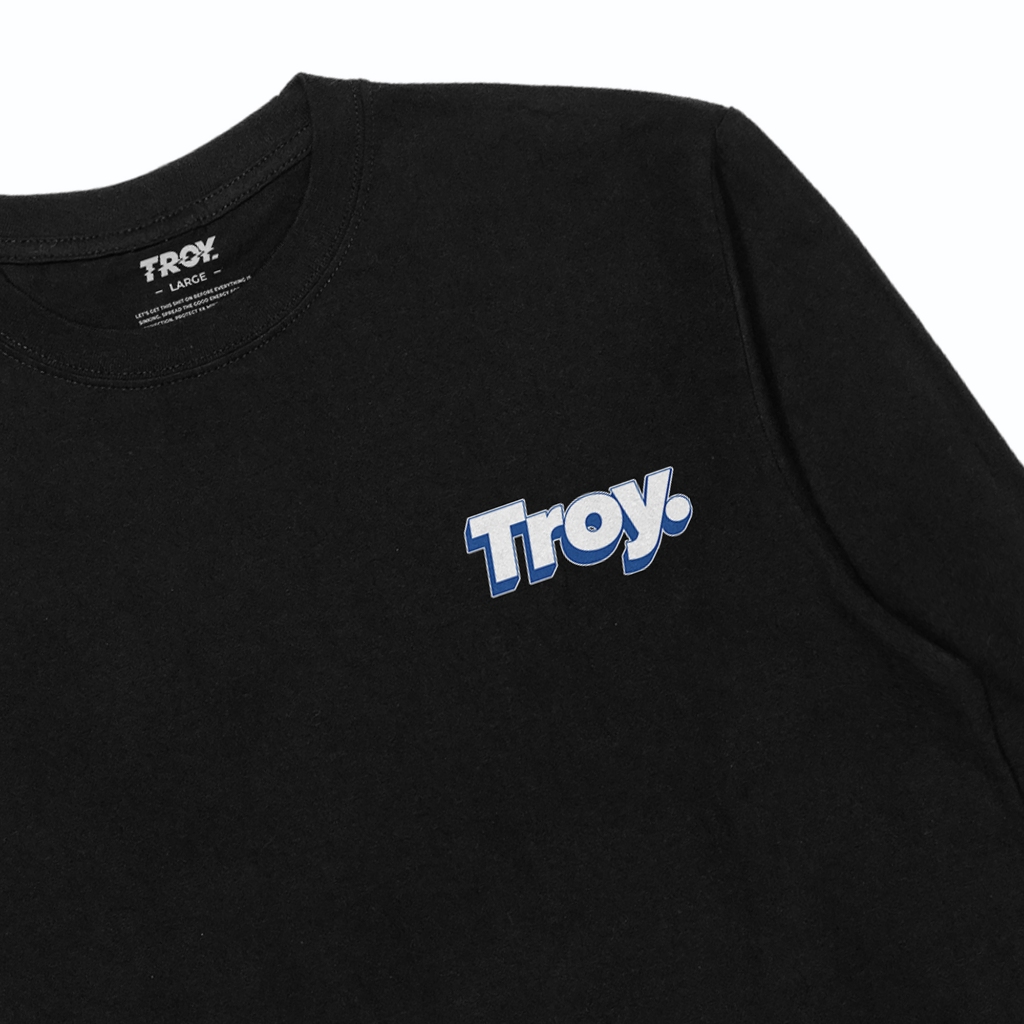 Troy Company Longsleeve Tshirt Black Typo - Kaos Hitam Lengan Panjang LSD 3437