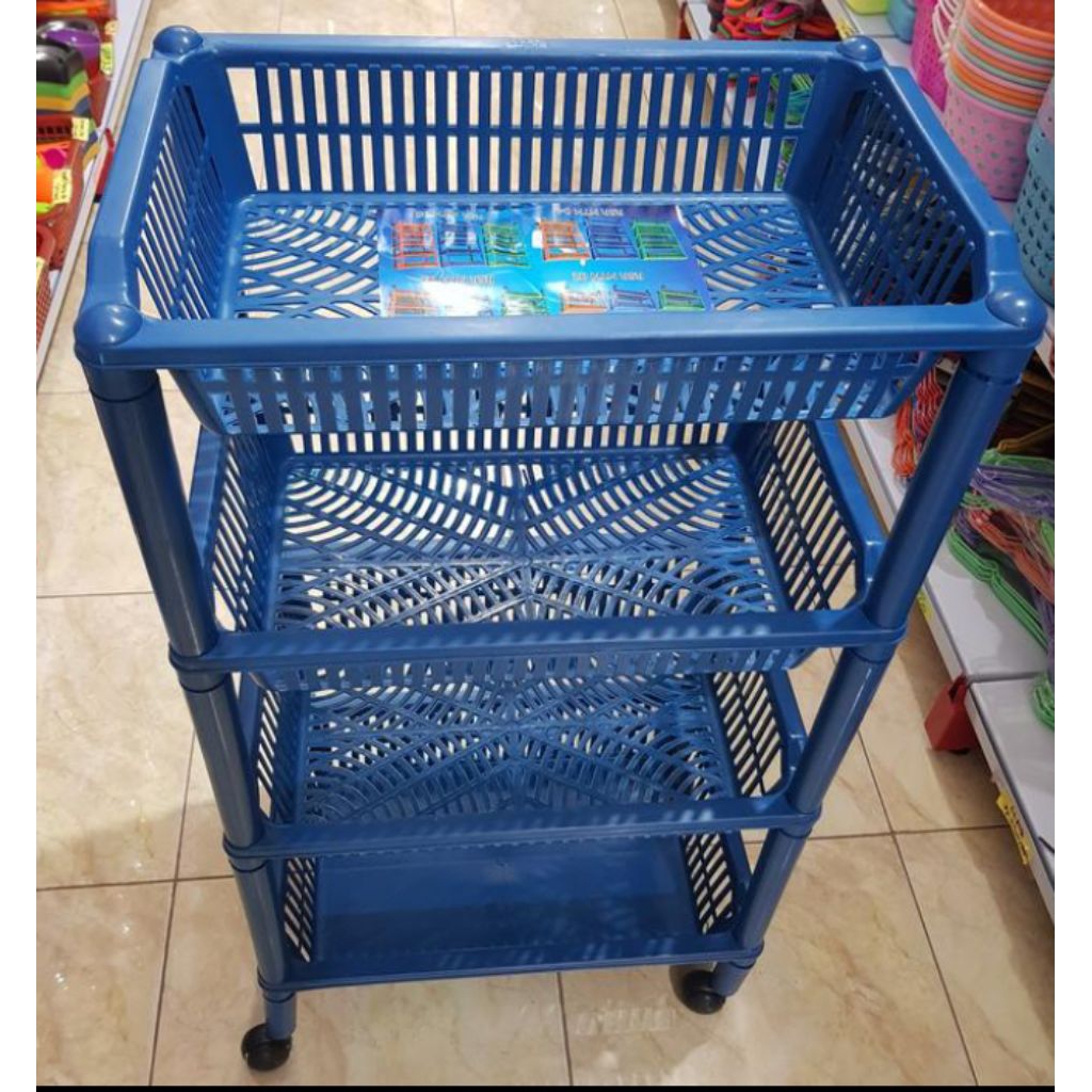 Rak Plastik Susun Serbaguna + Roda | Rak Salon 4 Susun