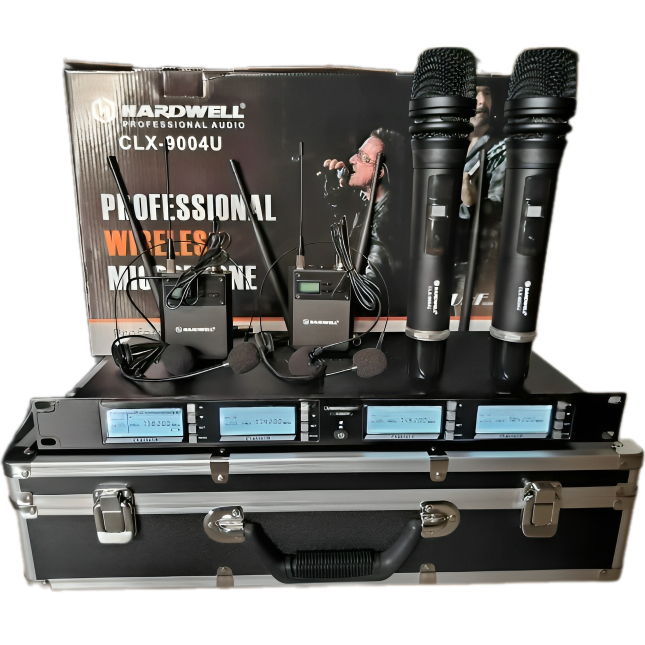 Mikrofon Wireless Hardwell CLX9004U 4 Channel(2 Handheld+2 Clip-On)/Mic Hardwell CLX-9004U 4Channel