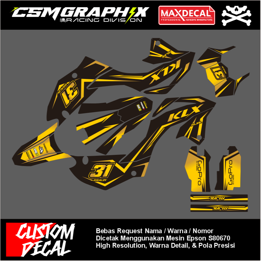 PREMIUM CUSTOM DECAL / DEKAL STIKER MOTOR KLX 230 / DEKAL STICKER BODY MOTOR KLX 230 FULL BODY DESAI
