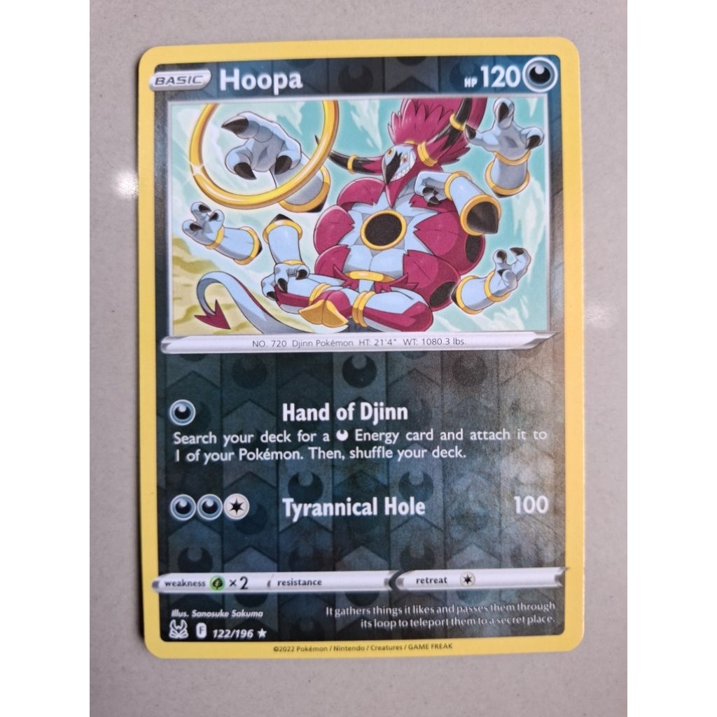 kartu pokemon original holo reverse hoopa f 122/196