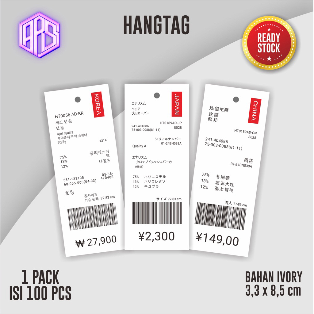 (100pcs) Hangtag Barcode / Hang Tag Label Hangtag murah