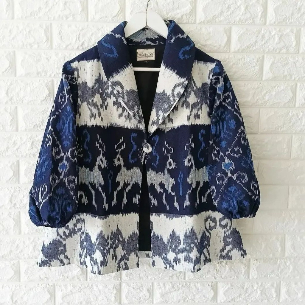Baju tenun blouse tenun tunik tenun dress motif sumbawa outer blezer kain tenun motif sumbawa