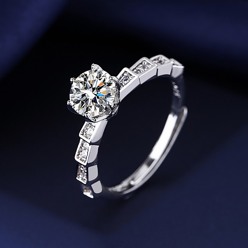 MODERNOVA - Cincin Berlian Wanita Silver Bahan Titanium Anti Karat Ori R-4412